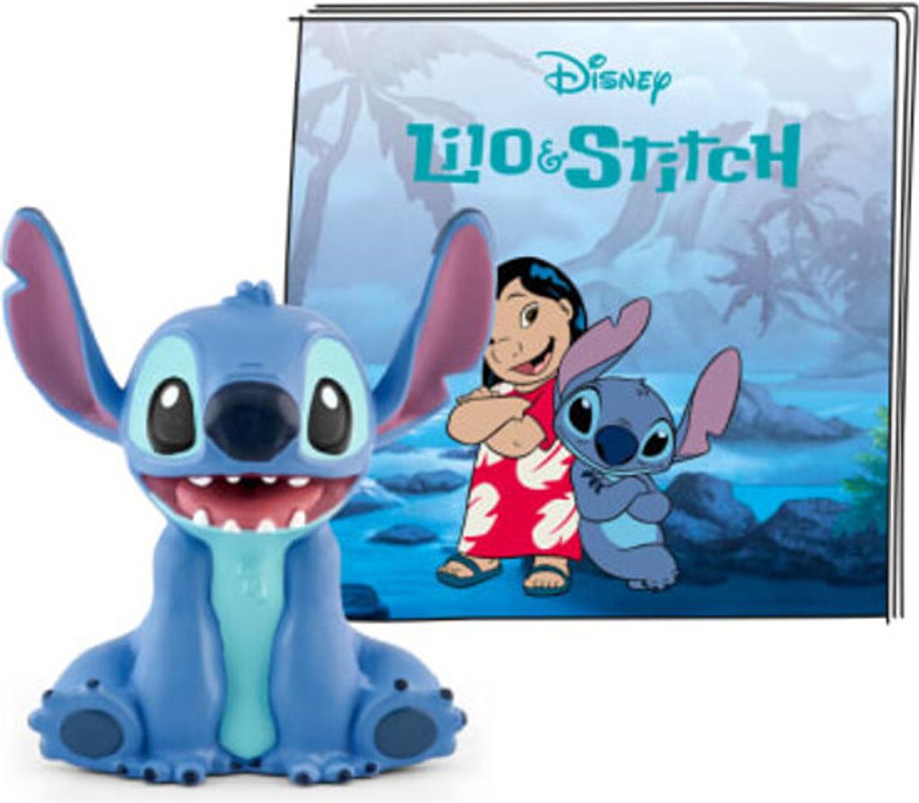 A Lilo & Stitch figurine and book.