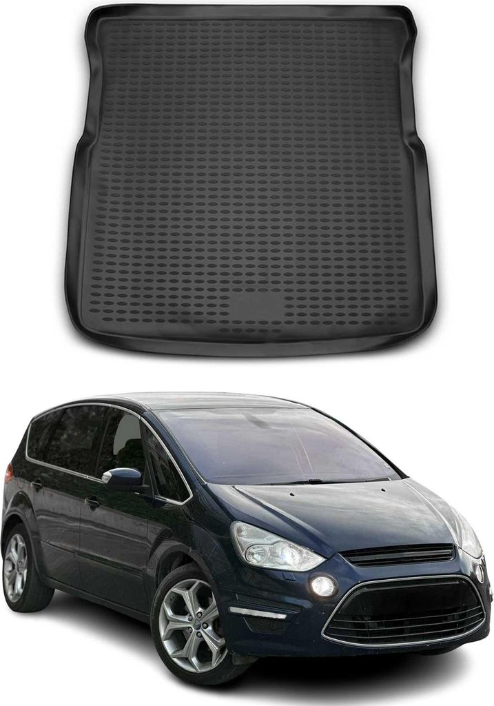Kofferraummatte Kofferraumwanne für Ford S-Max 2006-2015 Gummi TPE Schwarz