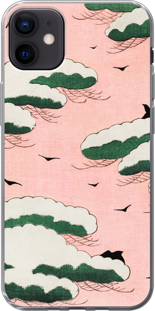 MuchoWow Handyhülle Schutzhülle Hülle für Telefoonhoesje iPhone 12 mini Retro - Wolke - Vogel - Himmel - Japanisch Silikon Softcase Handy Hü...