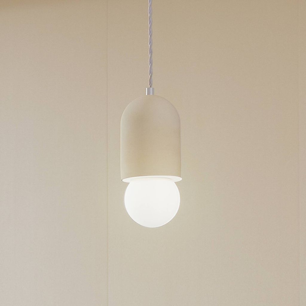 Lindby Pendelleuchte Nielson, Ø 11 cm, beige, Gips