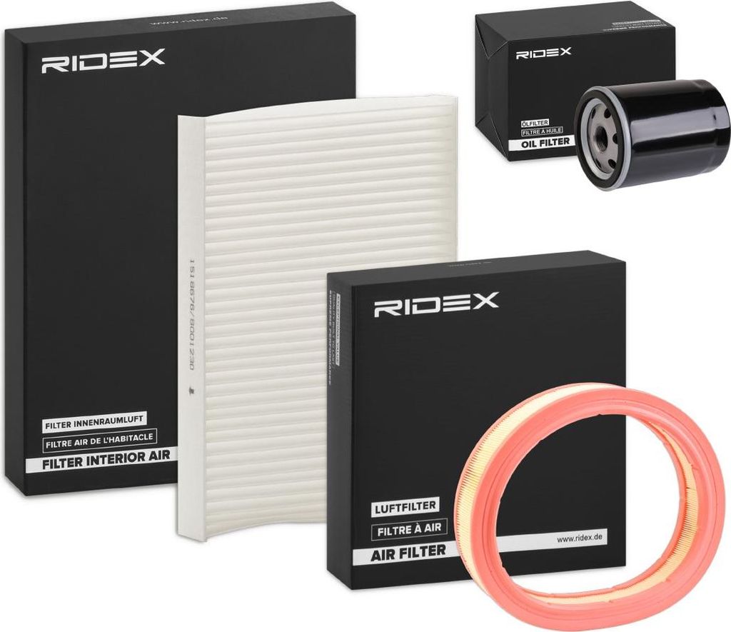 RIDEX Filterset Inspektionspaket Filtersatz für FIAT PUNTO (188) Doblo Cargo (223) Doblo Kombi (119, 223) Seicento / 600 Schrägheck (187) für LA...