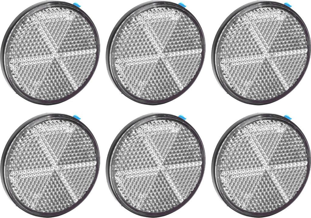 6 Stück runde Reflektoren, selbstklebend, 5,7 cm, Sicherheitsreflektor für Briefkästen, Einfahrten, Tunnel, Postautos, Anhänger, weiß