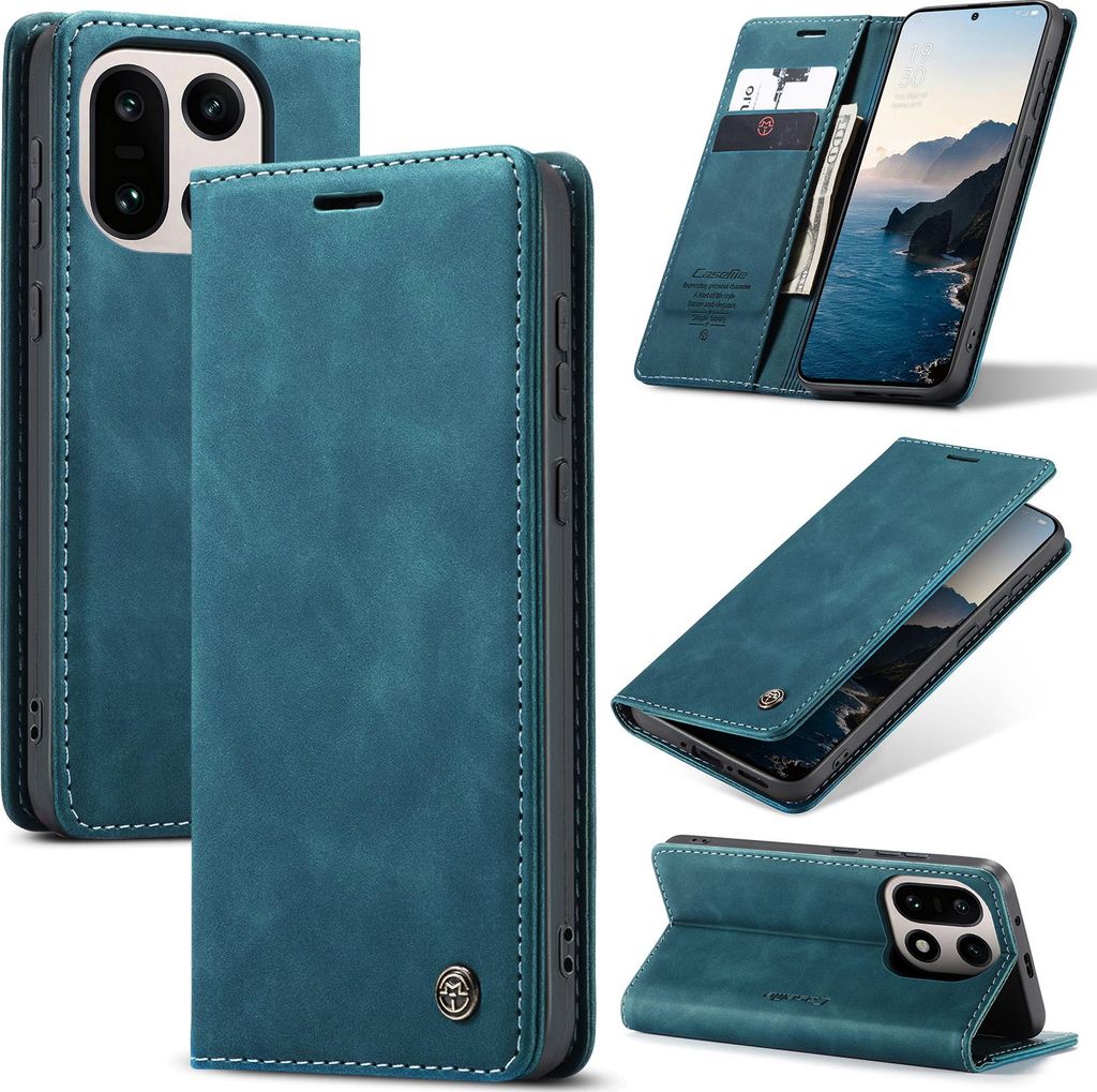 Hülle für OnePlus 15 Retro Kunstledertasche mit Standfunktion Schutzhülle Blau