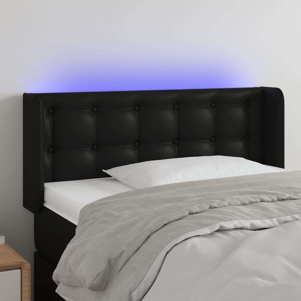Möbel LED Kopfteil Schwarz 83x16x78/88 cm Kunstleder - Kopfteile 3123308
