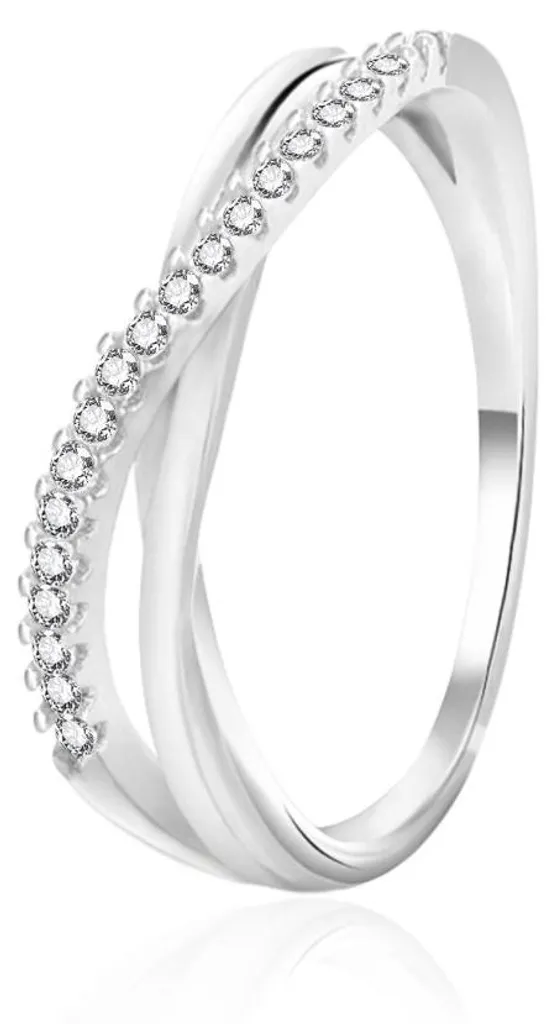 Bague argentée avec zircons AGT-R44W taille 58 pour femme élégante