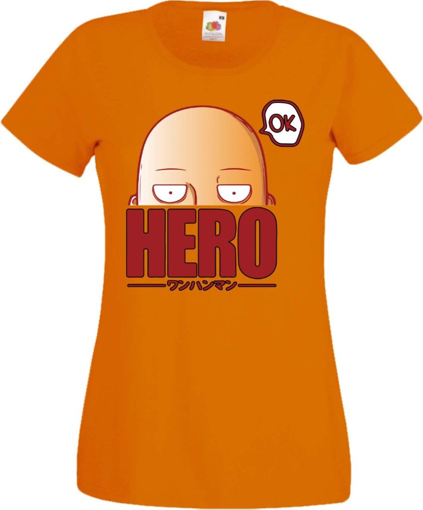 Damen T-Shirt Anime Manga One manga Punch Anime Man 01, Lady XS / Orange