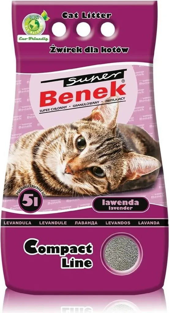 CERTECH Super Benek Compact Lavanda - lettiera agglomerante per gatti 5 l