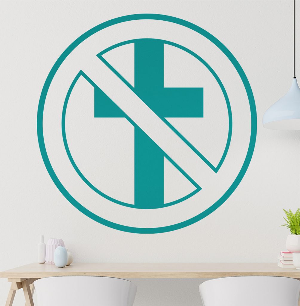 durchgestrichenes Kreuz Wandtattoo in 6 Größen - Wandaufkleber Wall Sticker - Dekoration, Küche, Wohnzimmer, Schlafzimmer, Badezimmer