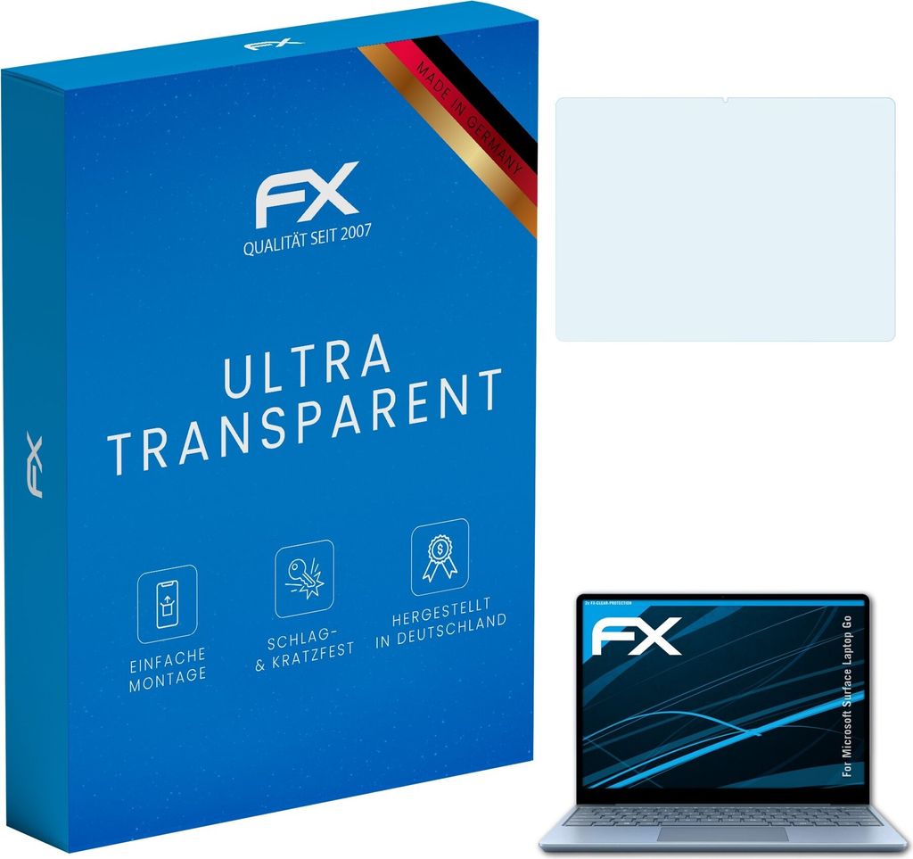 atFoliX FX-Clear 2x Schutzfolie kompatibel mit Microsoft Surface Laptop Go Displayschutzfolie