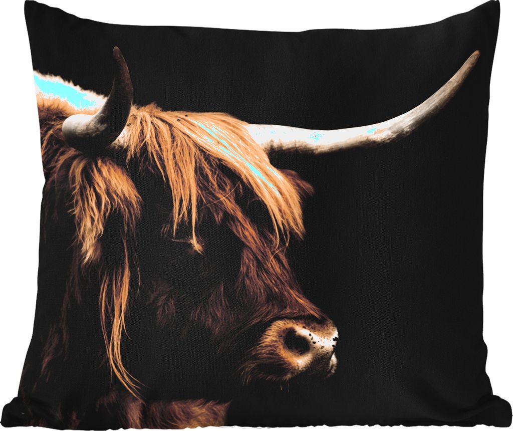 MuchoWow Outdoor Kissen - Schottisches Hochlandrind - Tiere - Kuh - 45x45 cm - Wetterfest - Lounge Kissen - Fotokissen - Dekoratives Kissen