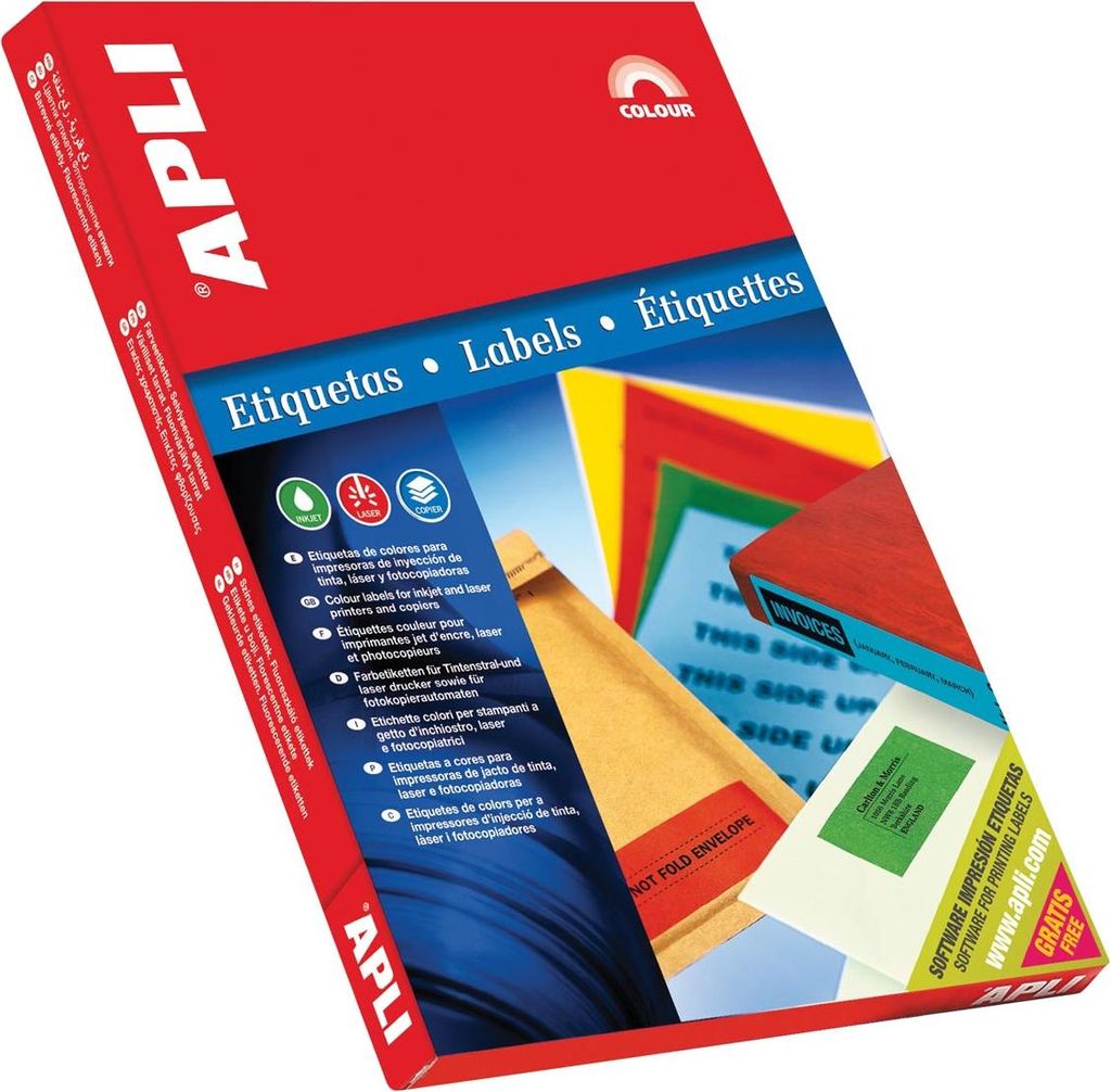 Apli – Farbige Etiketten ft 70 x 37 mm (B x H), blau, 2.400 Stück, 24 pro Blatt