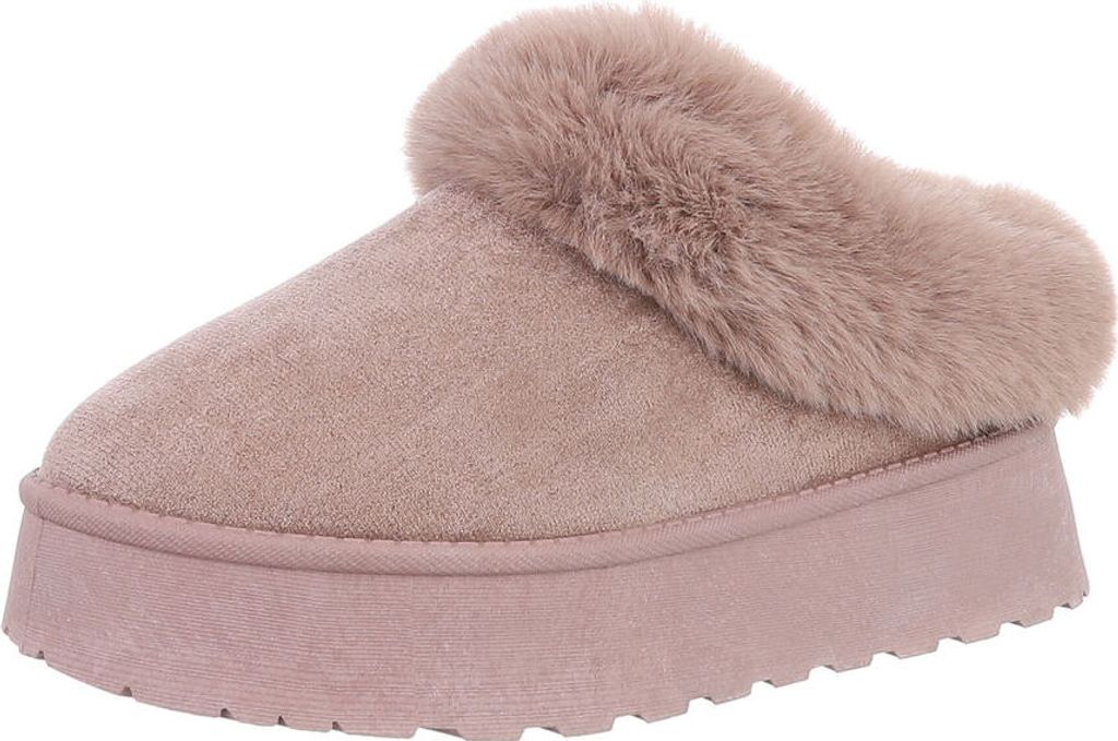 Ital-Design Damen Stiefeletten Plateaustiefeletten Warm gefüttert Wildlederoptik Snowboots 87531867 Hellbraun Gr. 40