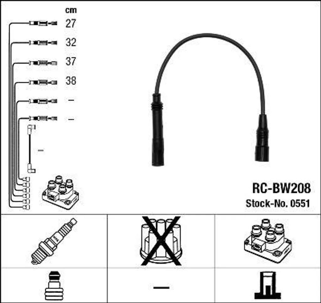 NGK 551 Set cavi accensione OE 12121247361 compatibile con Serie 3 E36