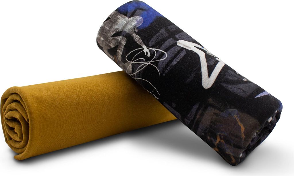 Stoffpaket Set 15 Skater schwarz – 0,5 m French Terry + 0,5 m Bündchenstoff – Meterware für Kinderkleidung & DIY