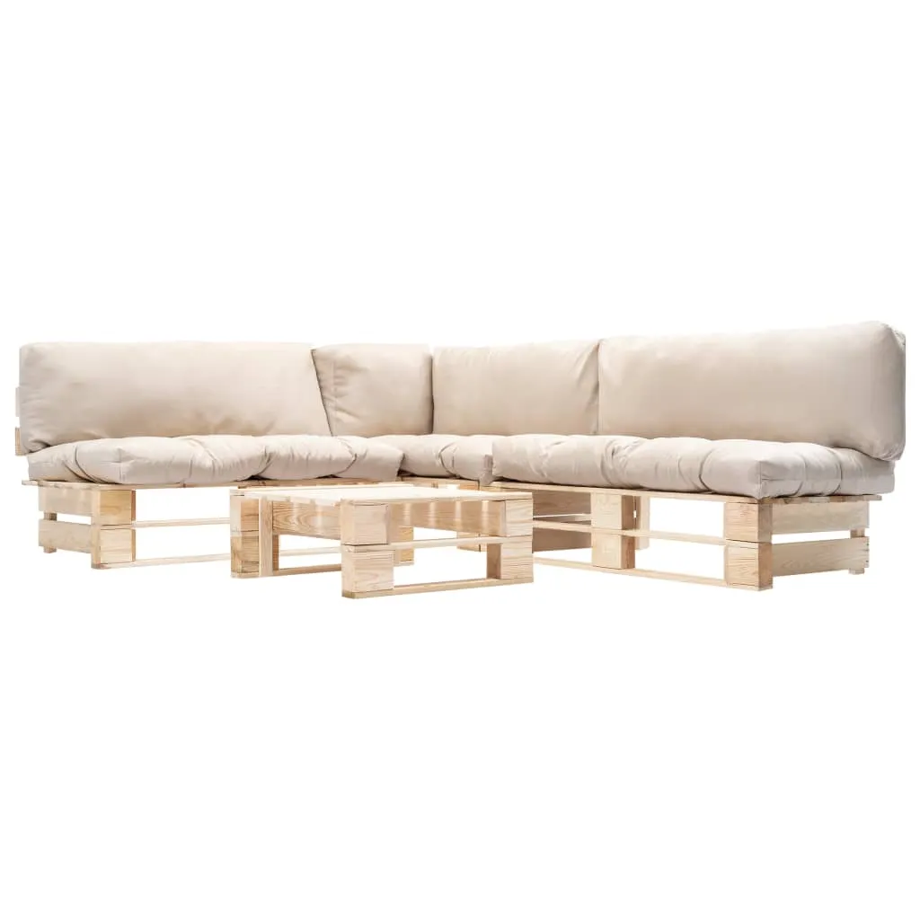 Ensemble détente de jardin en palettes 4 pièces pour terrasse et balcon