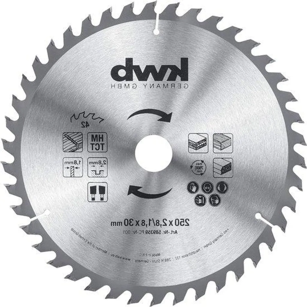 Lame de scie circulaire carbure 250x30 mm - 42 dents pour coupe nette