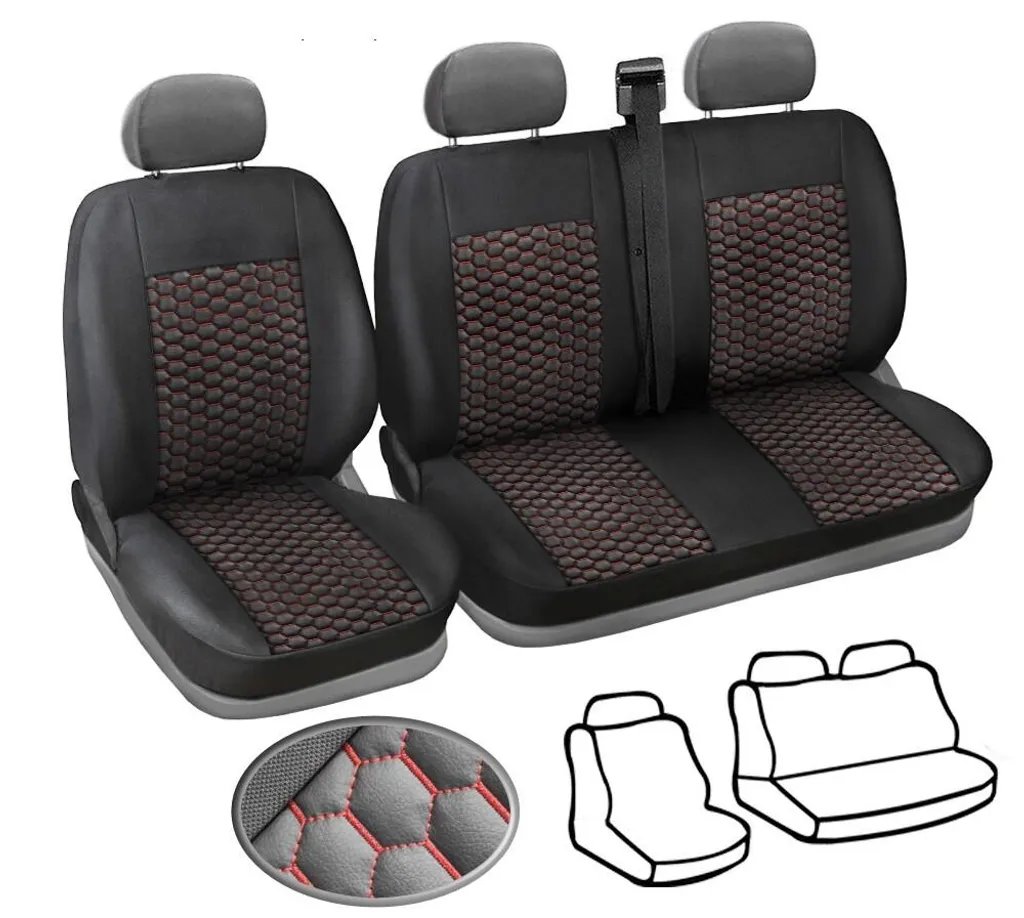 Set Coprisedili Professionali Fiat Ducato 2006-2019 Ecopelle Rosso
