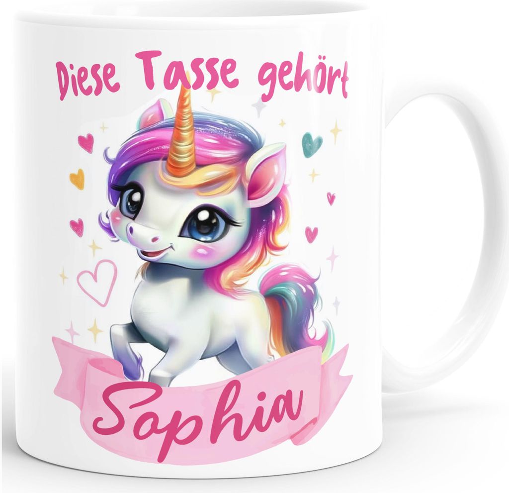 Kindertasse Kunststoff Einhorn personalisiert Wunschname Diese Tasse gehört Namenstasse Kinder Mädchen SpecialMe