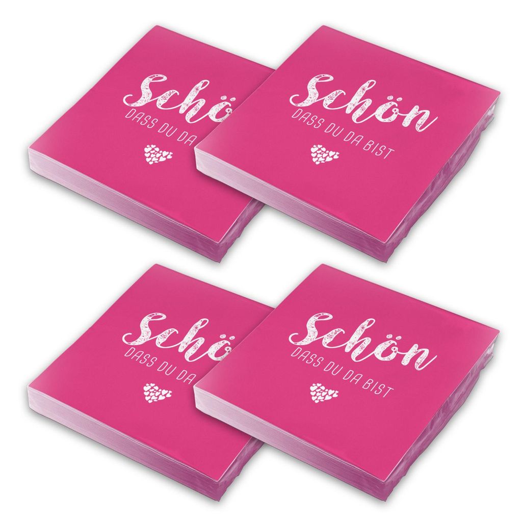itenga 80x Serviette Schön dass du da bist fuchsia pink Produktbild 
