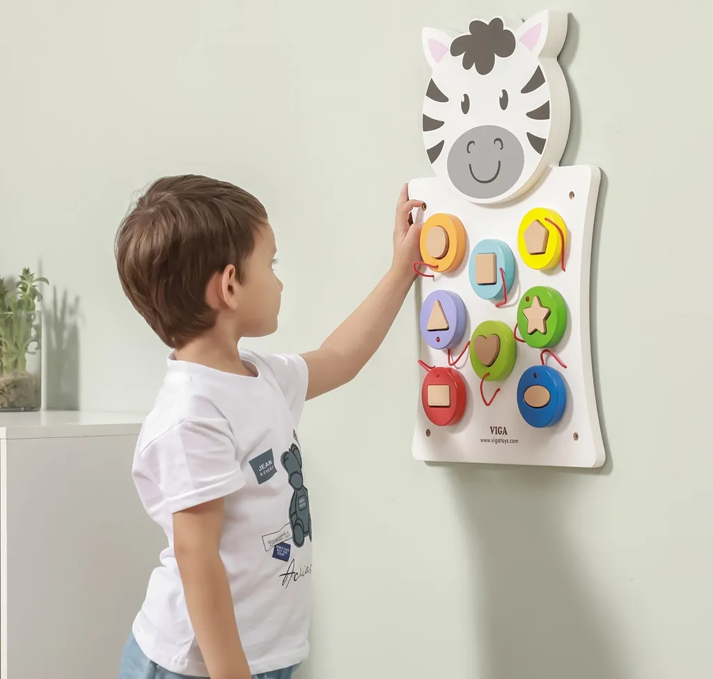 Tableau d'Éveil Mural en Bois pour Apprendre les Formes et Couleurs - 4