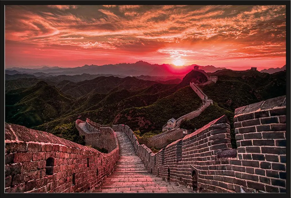 Poster Grande Muraille de Chine avec Cadre Shinsuke® et Vitre Acrylique