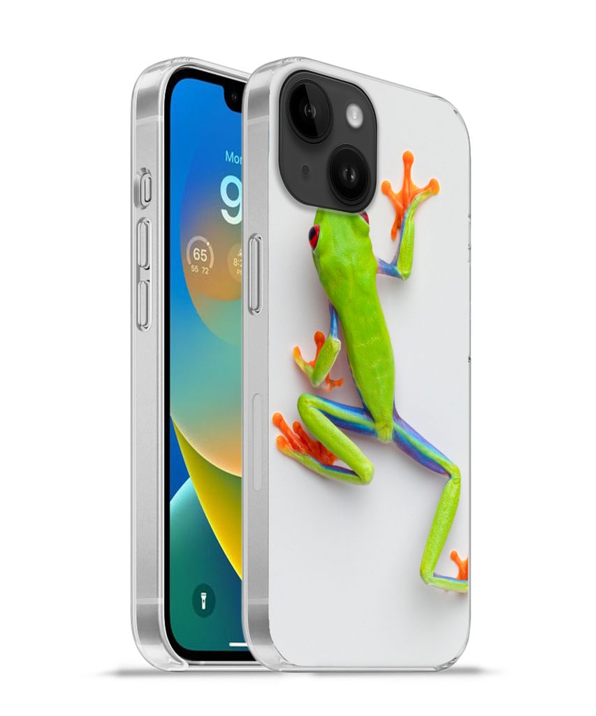 MuchoWow Handyhülle Schutzhülle Hülle für Apple iPhone 14 - Softcase Frosch - Tiere - Grün Silikon Softcase Handy Hülle - Mobiltelefonhülle