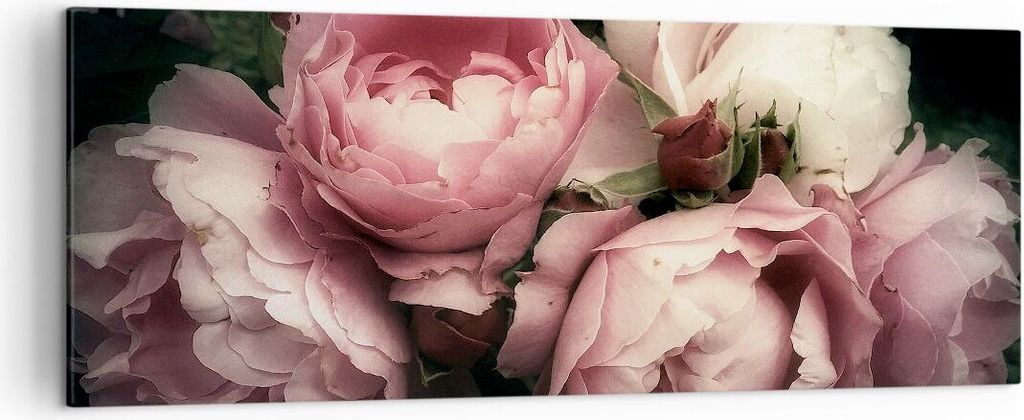 Bild auf Leinwand - Leinwandbild - Pfingstrose Blume - 140x50cm - Wand Bild - Wanddeko - Wandbilder - Leinwanddruck - Bilder - Kunstdruck - Wanddek...