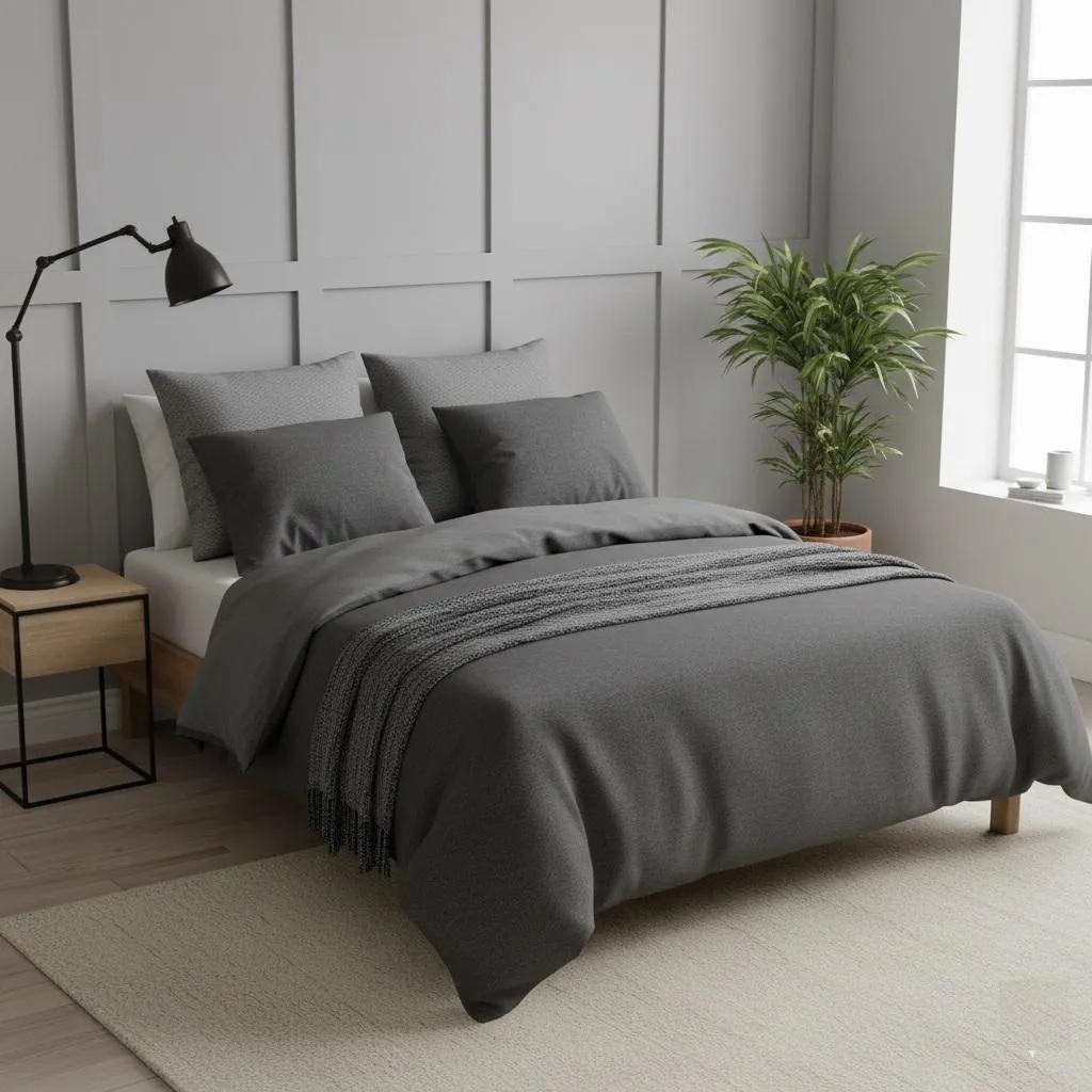 Linge de lit en gaze de coton gaufré Zig Zag : Housse de couette chic
