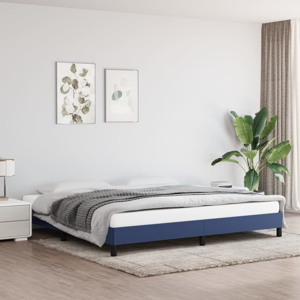 The Living Store Bettgestell Blau 200x200 cm Stoff