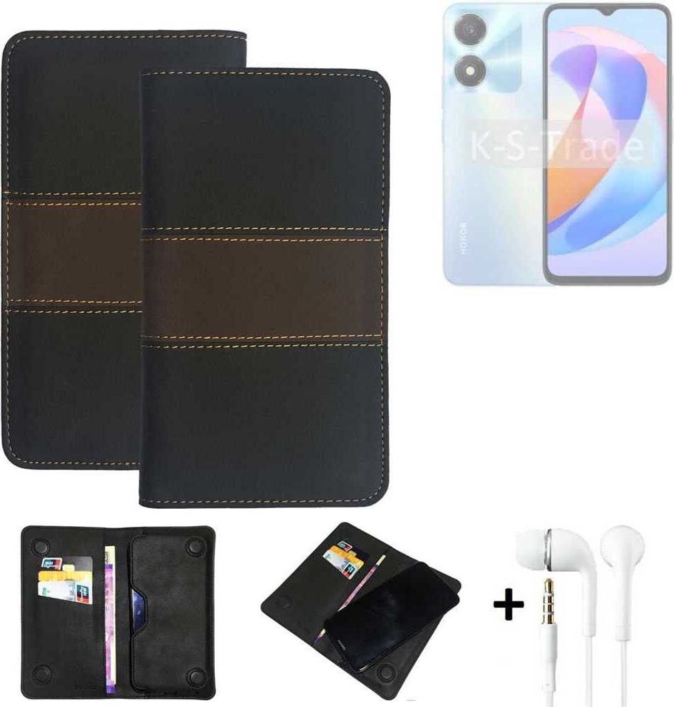 K-S-Trade Handyhülle + Kopfhörer kompatibel mit Honor Play 40C 5G Schutzhülle Walletcase Bookstyle Tasche Schutz Case Hülle Wallet Cover