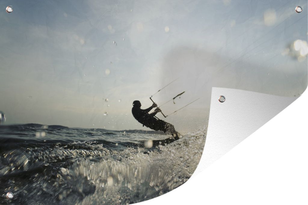 MuchoWow 120x80 cm Outdoor-Poster Gartendeko Sichtschutz Garten Poster für den Garten Kite-Surferin