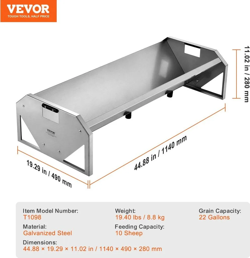 Mangeoire bétail anti-gaspillage 114 cm pour stopper les pertes