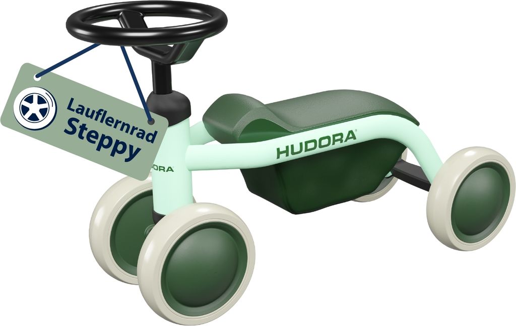 HUDORA Laufrad Steppy ab 1 Jahr - mint - Leichtes Lauflernrad mit hoher Kippstabilität - Lauflernspielzeug für Kinder von 73-80 cm