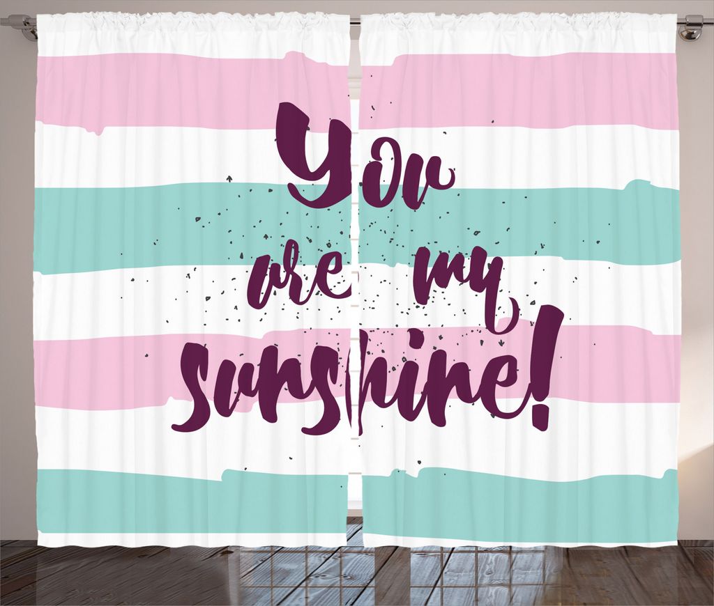 ABAKUHAUS inspirativ Rustikaler Vorhang, Colorful Words, Wohnzimmer Universalband Gardinen mit Schlaufen und Haken, 280 x 245 cm, Mehrfarbig