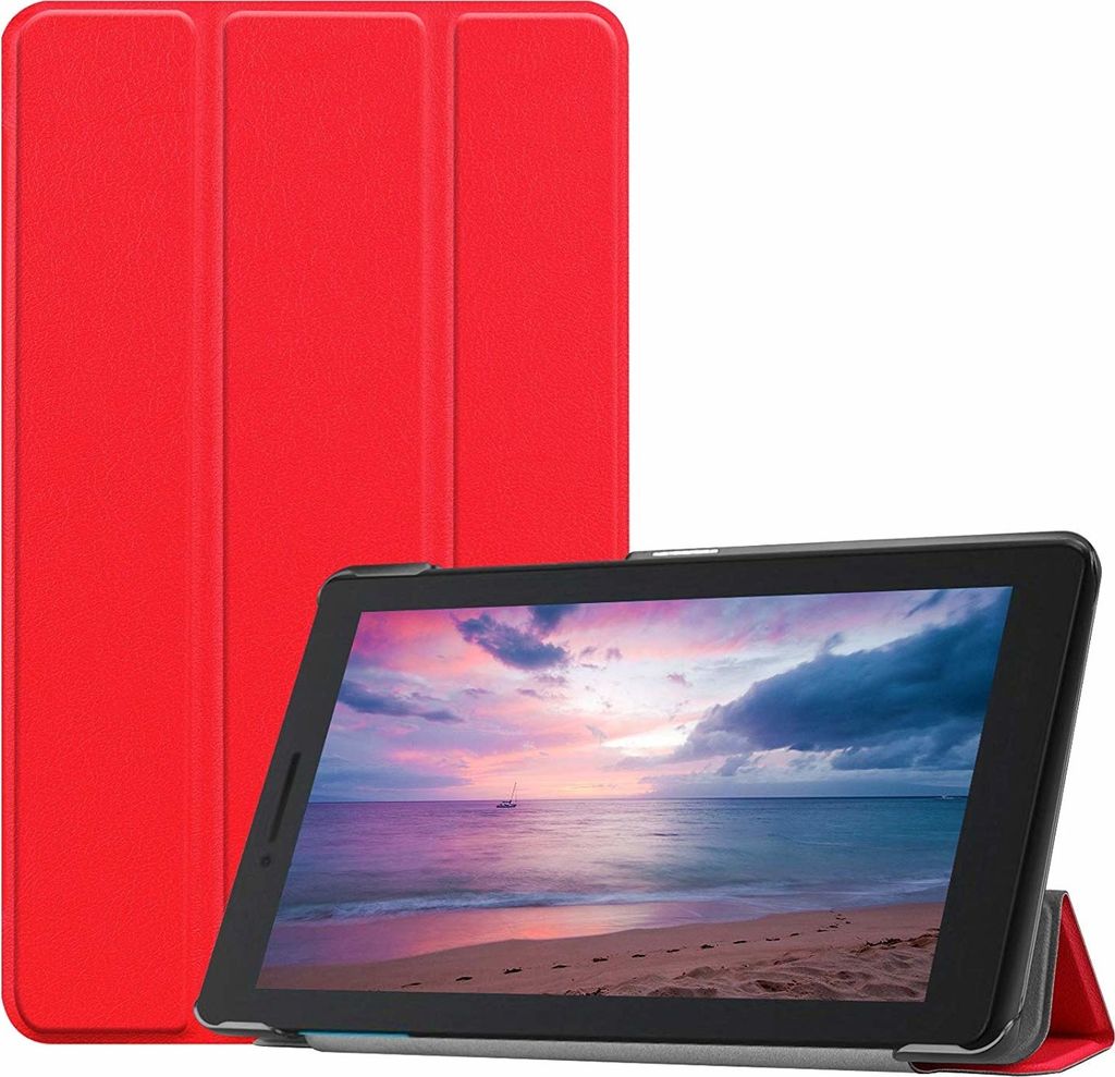 Case2go - Hülle kompatibel mit Lenovo Tab E8 8 inch (2019) - Mit Standfunktion - Kunstleder Tablet Case Schutzhülle - Rot