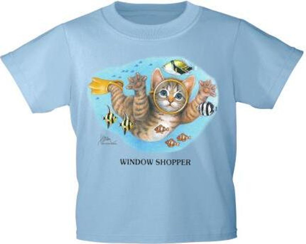 Kinder T-Shirt mit Print Cat Katze Taucher Fische KA065/1 Produktbild 