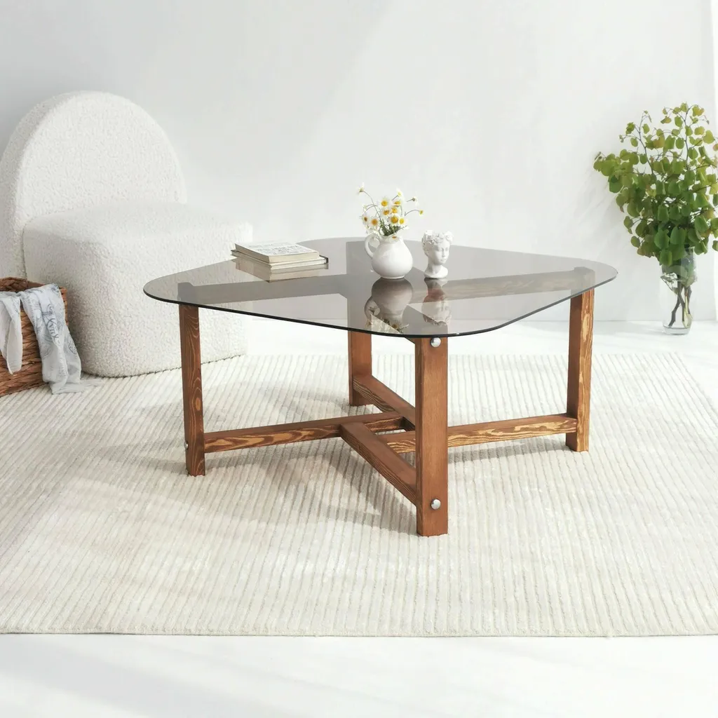 Table basse Aurano 80cm Chêne brun Robuste avec Porte-revues Discret - 2