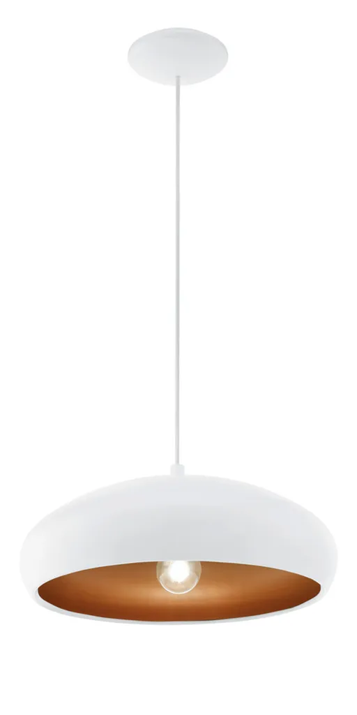 Suspension Cuisine et Salon Mogano 1 Blanche Intérieur Cuivre Ø40 cm