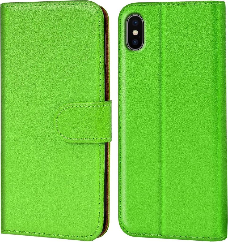 Conie Klapp Tasche für iPhone X / XS Kartenfach Rundumschutz Hülle in Grün