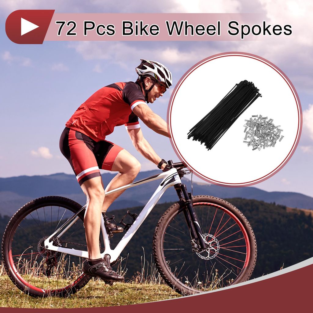 72 Set 14G Fahrradspeichen 152mm Fahrradradspeichen Kohlenstoffstahl Schwarz