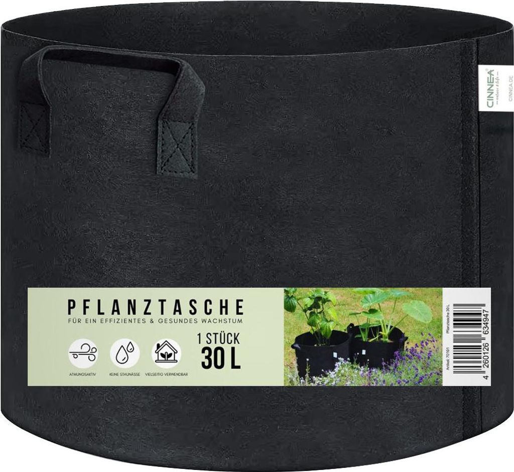 CINNEA Pflanztasche 30L aus Filz-Stoff, Pflanzsack Produktbild 