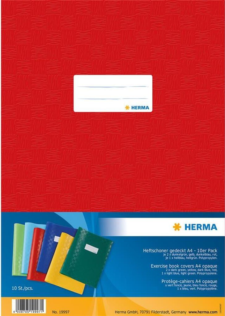 HERMA 19997 Jeu de protège-cahiers A4 couverts 10 pièces Image du produit 