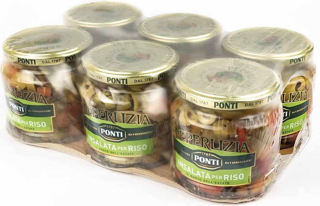 Ponti Peperlizia Reissalat 350 g Gemischtes Süß-Sauer-Gemüse, Reis- und Nudelgewürz, 6er-Set