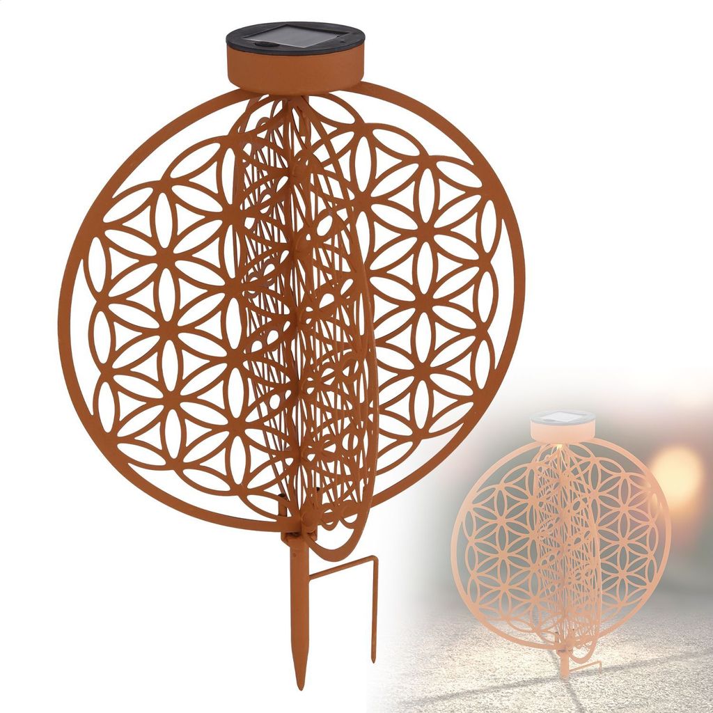 Solarleuchte Garten Rund Muster Solarlampe Außen Leuchte Solar mit Pflegetuch