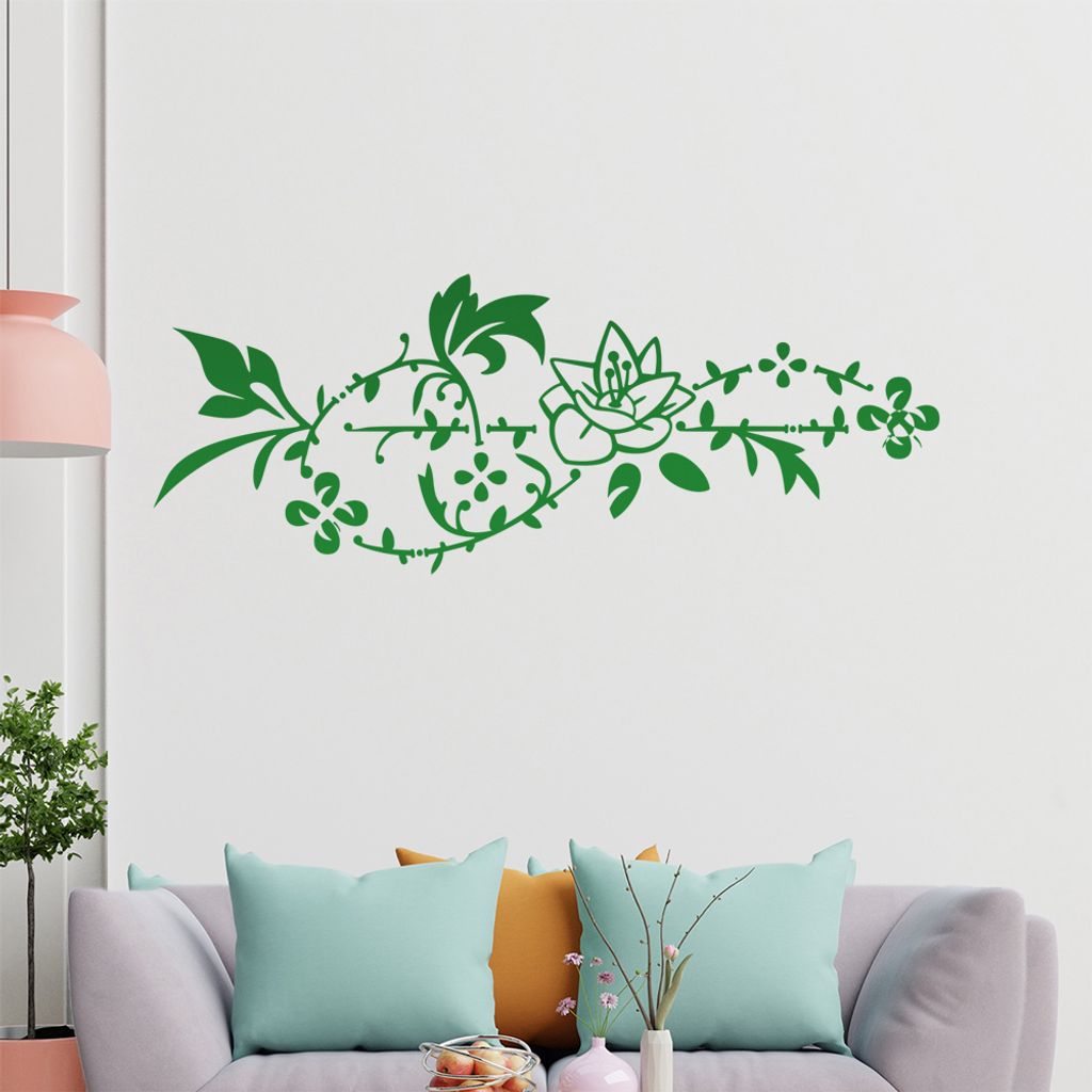 Blumenranke - Linien Wandtattoo in 6 Größen - Wandaufkleber Wall Sticker - Dekoration, Küche, Wohnzimmer, Schlafzimmer, Badezimmer