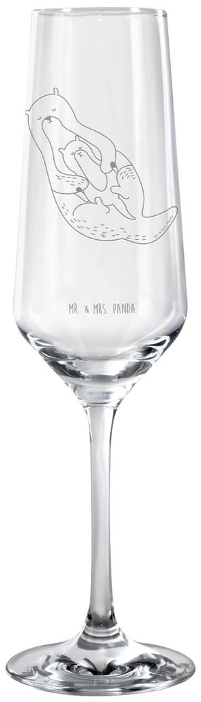 Mr. & Mrs. Panda Glas Otter Kind - Transparent - Geschenk, Familie, Trinkglas, Tochter, Seeotter, Mutter, Kelchglas, Champagnerglas, Sektflöte, Se...