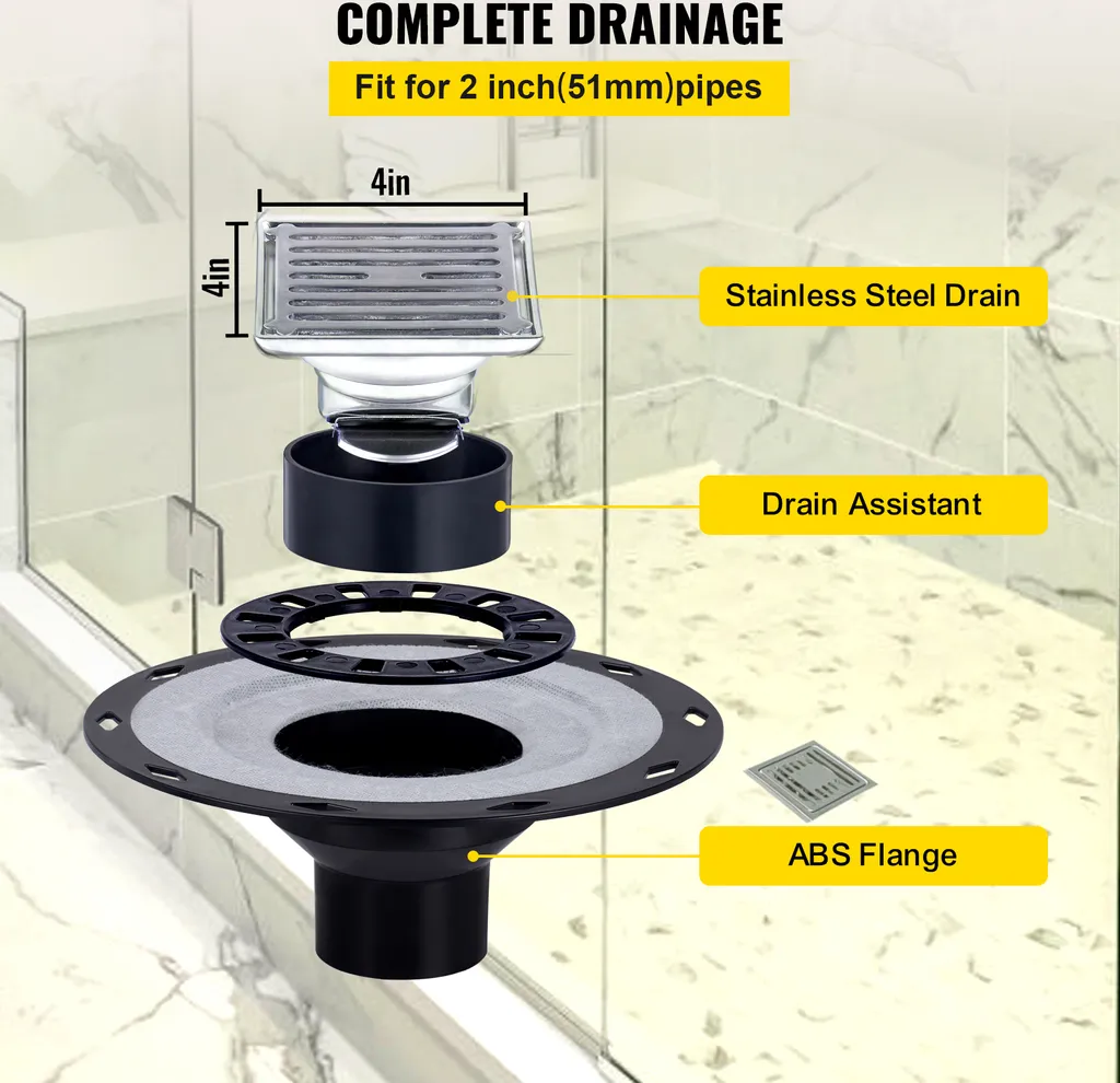 Kit étanchéité douche anti-fuite 122 cm avec siphon inox et pente - 3