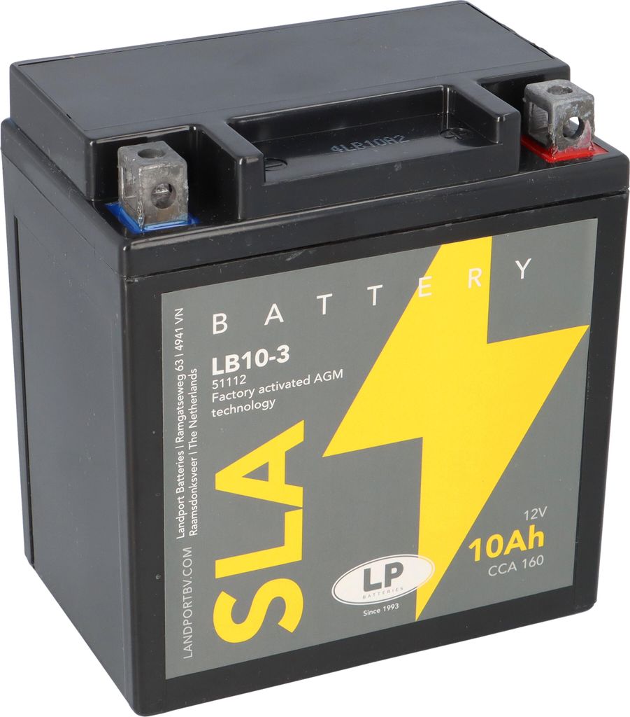 A product shot of a motorcycle battery.