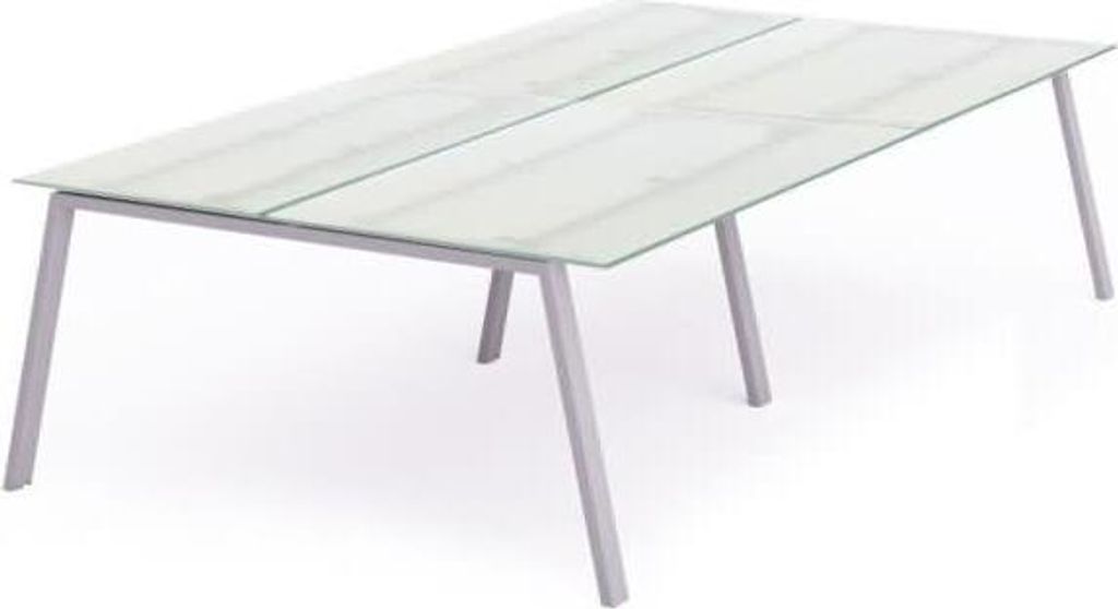 Mehrfacharbeitstisch Blanca BxTxH 320x163x73cm Gestell grau Platte Glas satiniert