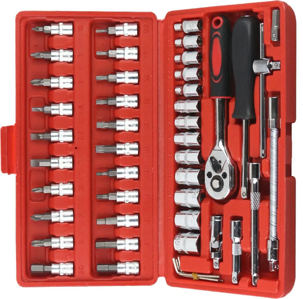 Set Valigetta Attrezzi 46 Pezzi - Chiavi a Bussola e Cricchetto CR-V 1/4
